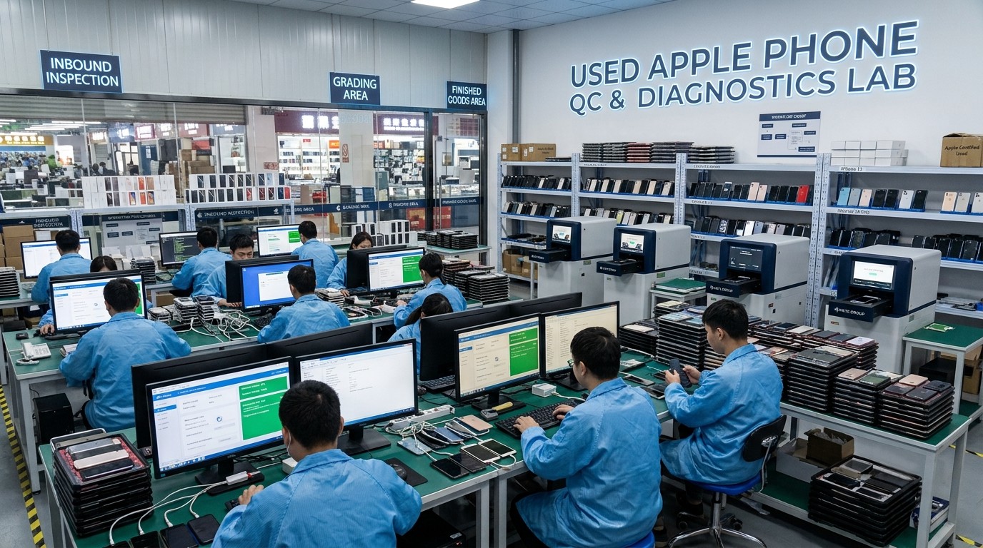 Mobile phone inspection and diagnostic workstations